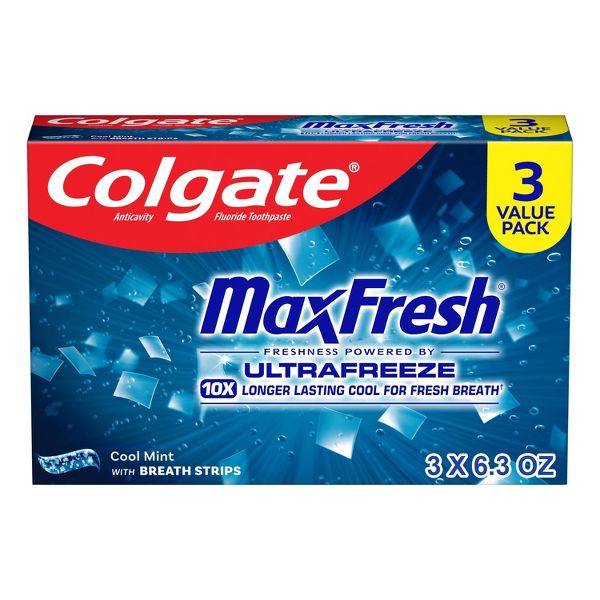 Colgate 2 Pack 360 Optic Whitening Toothbrush + 6.3oz/3 Count Max Fresh Cool Mint Toothpaste
