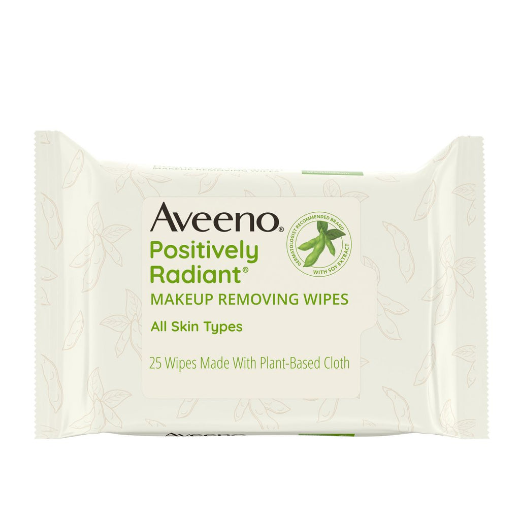 Aveeno Positively Radiant Oil-Free Makeup Removal Facial Wipes for All Skin Types - 25 ct