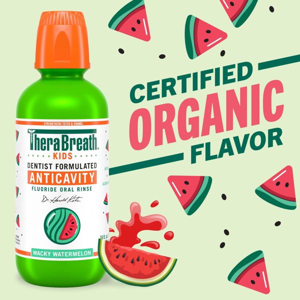 TheraBreath Kids Mouthwash with Fluoride - Wacky Watermelon - 10 fl oz