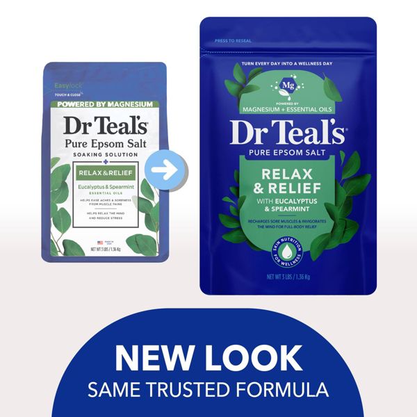 Dr Teal's Epsom Salt Magnesium Soak - Relax & Relief with Eucalyptus & Spearmint - 3lbs