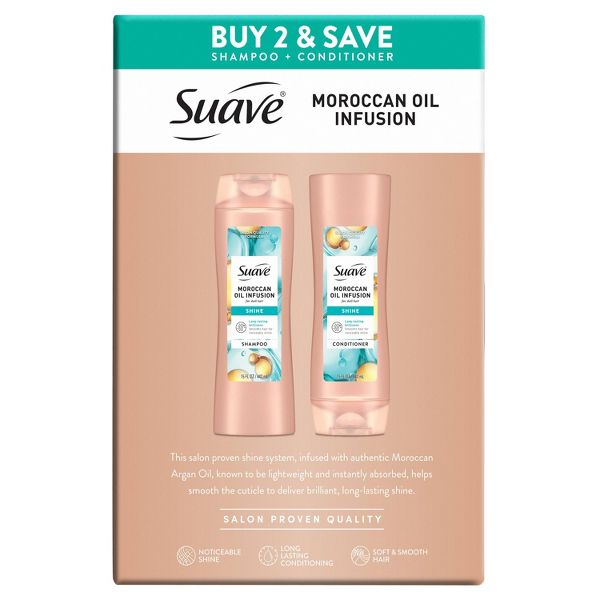 Suave Moroccan Oil Infusion Shine Shampoo and Conditioner - 2pk/30 fl oz