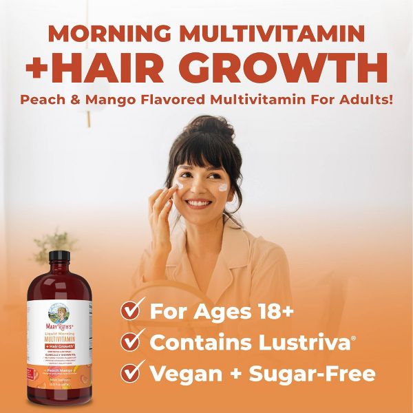 MaryRuth's Liquid Morning Vegan Multivitamin + Hair Growth - Peach Mango - 15.2oz