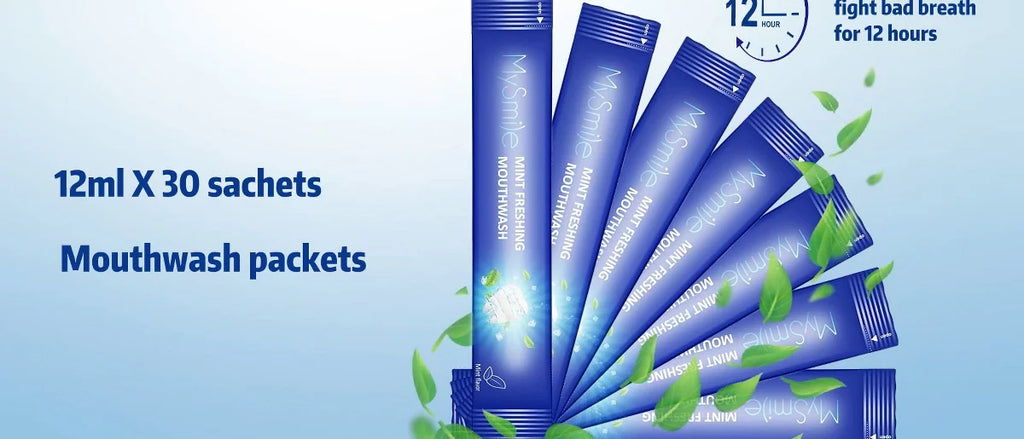 MySmile Mouthwash for Adults, Helps Kill 99% of Bad Breath Germs, Fresh Mint, 30 Pack