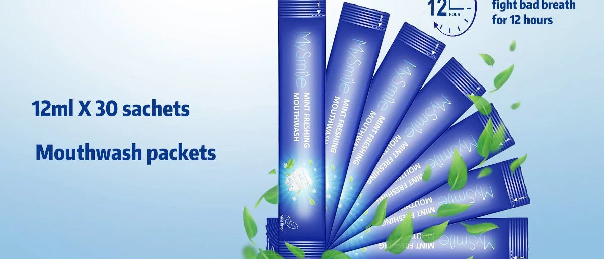 MySmile Mouthwash for Adults, Helps Kill 99% of Bad Breath Germs, Fresh Mint, 30 Pack
