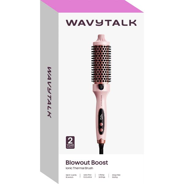 Wavytalk Blowout Boost Ionic Thermal Brush 1.5'' for Blowout Look, Tourmaline Ceramic & Negative Ion Tech to Reduce Damage, Model 206