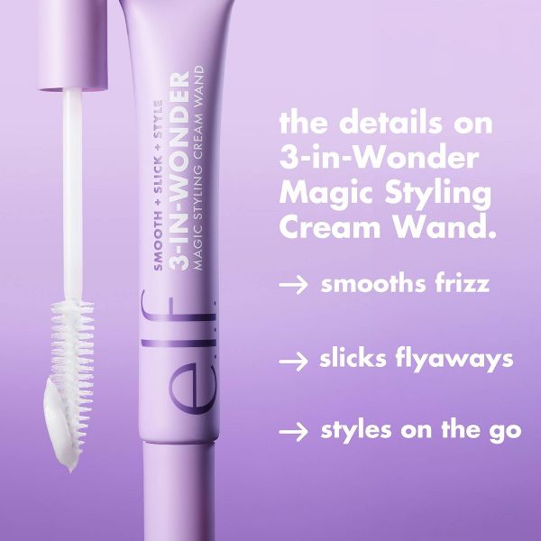 e.l.f. Hair 3-in-Wonder Magic Styling Cream Wand - Smooth Frizz + Slick Flyaways - 0.67 fl oz