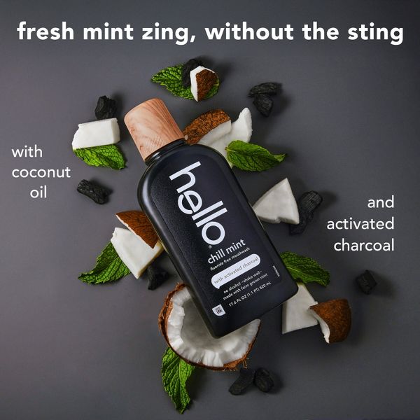 hello Alcohol Free Mouthwash with Activated Charcoal Fluoride Free Mouthwash - Chill Mint - 17.6 floz