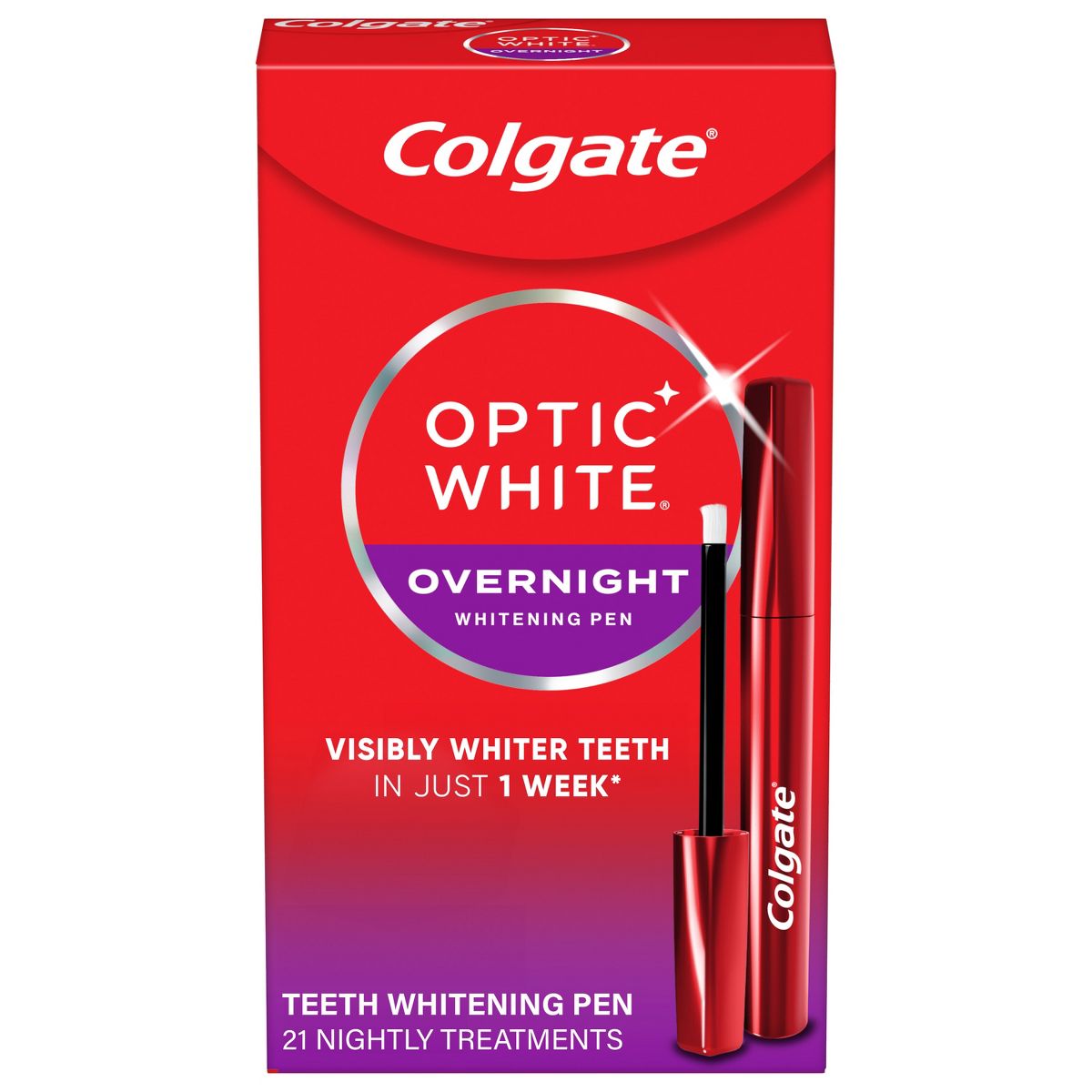 Colgate Optic White Overnight Teeth Whitening Pen Gel - 0.08 fl oz/21 Treatments