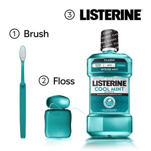 Listerine Antiseptic Intense Mouthwash for Bad Breath - Cool Mint - 1L