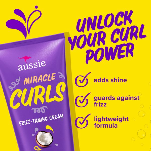 Aussie Miracle Curls Frizz Taming Curl Cream with Coconut & Jojoba - 6.8oz