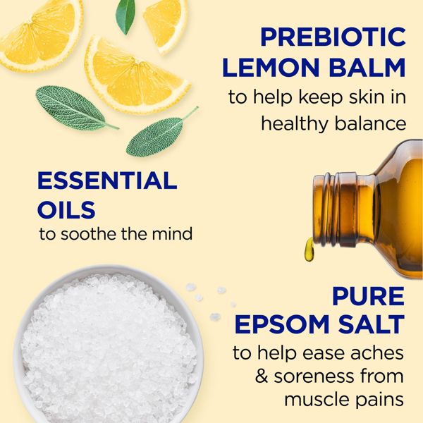 Dr Teal's Prebiotic Lemon Balm & Essential Oils Pure Epsom Salt Soaking Solution - 3lbs
