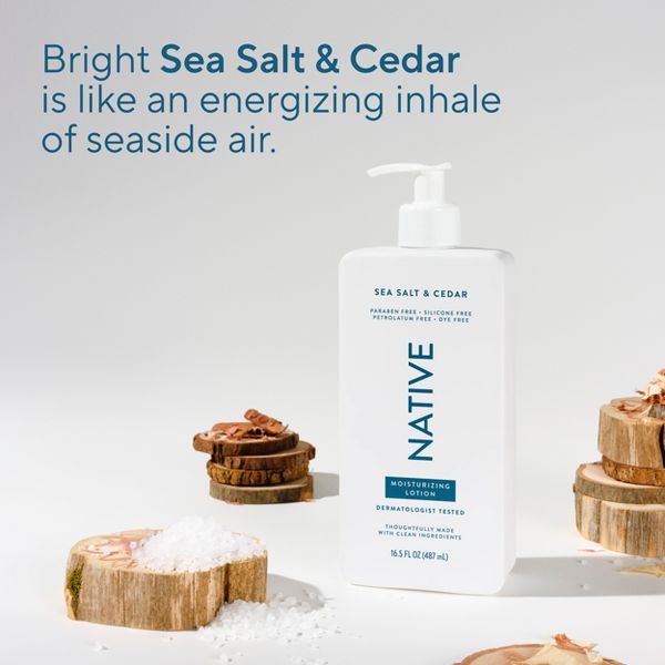 Native Body Lotion Pump - Sea Salt & Cedar - 16.5 fl oz