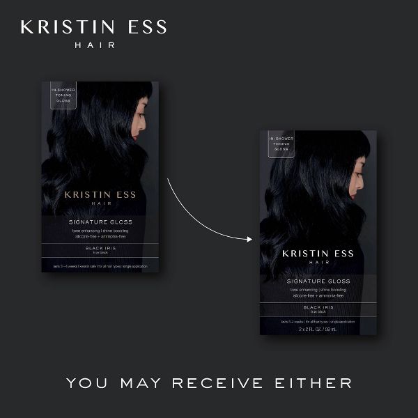 Kristin Ess Hair Gloss in Black Iris for True Black Hair - Semi Permanent Dye + Toner - 4 fl oz