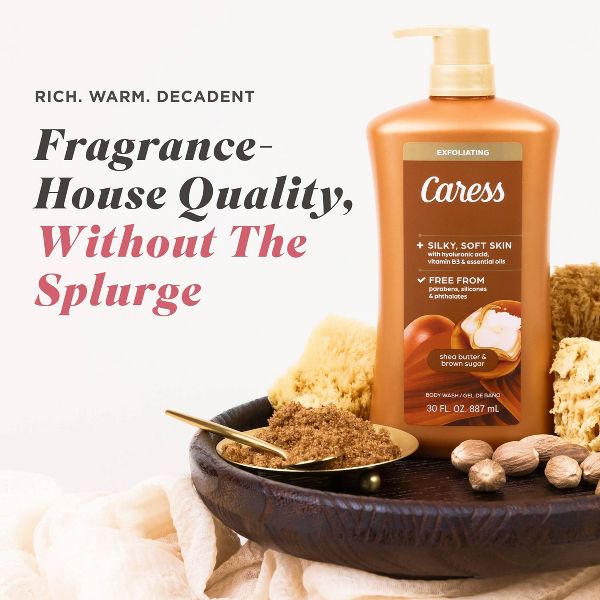 Caress Shea Butter & Brown Sugar Exfoliating Body Wash for Women - 30 fl oz