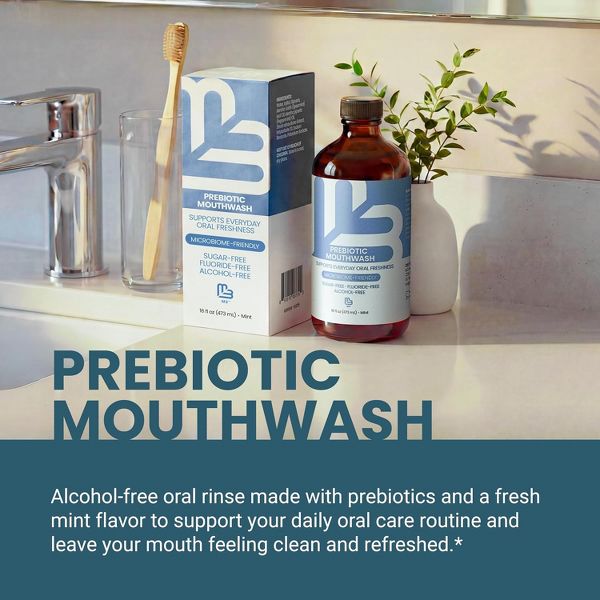 M3 Prebiotic Mouthwash, Fluoride-Free, Sugar-Free and Alcohol-Free Oral Rinse for Gum Health, Fresh Mint Mouthwash for Daily Oral Care, 16 fl oz