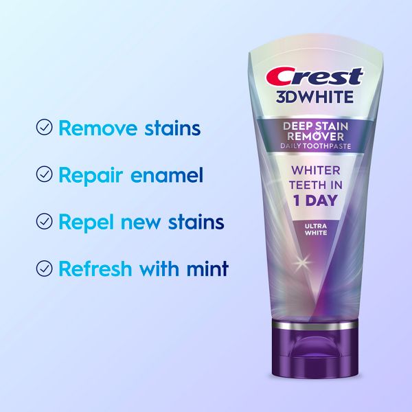Crest 3D White Deep Stain Remover Daily Toothpaste - Ultra White - 2.1oz