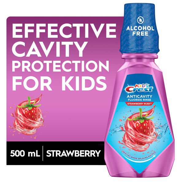 Crest Kids' Anticavity Alcohol Free Fluoride Rinse - Strawberry Rush - 16.9 fl oz