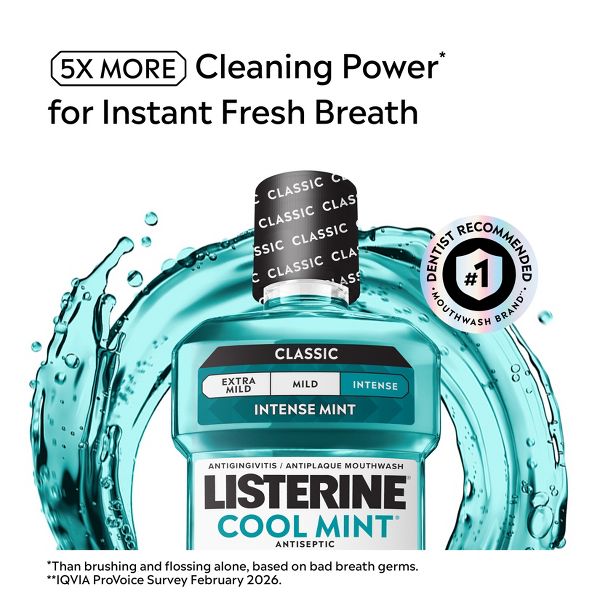 Listerine Antiseptic Intense Mouthwash for Bad Breath - Cool Mint - 1.5L