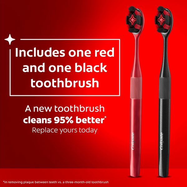 Colgate Optic White Charcoal Manual Toothbrush - Soft - 2pk