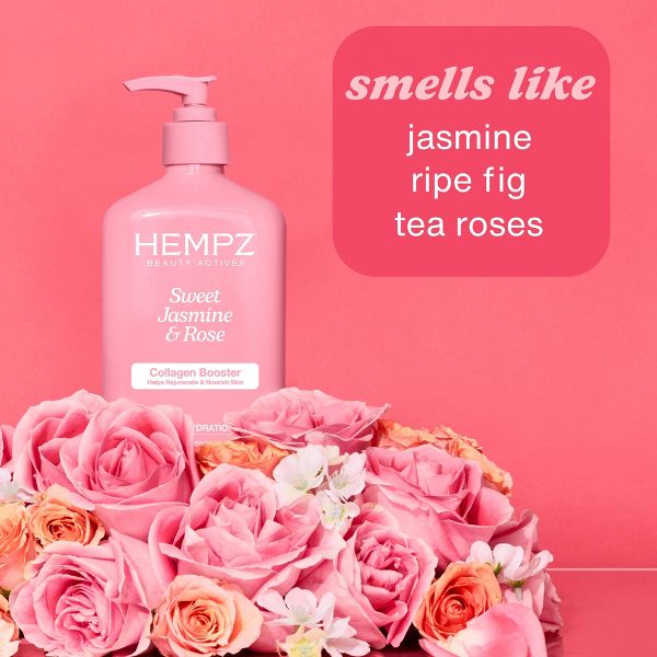 Hempz Beauty Actives Body Lotion with Rejuvenating & Nourishing Collagen Booster - Sweet Jasmine & Rose - 17 fl oz