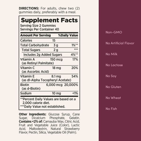 Nature's Bounty Optimal Solutions Advanced Hair, Skin & Nails Gummies with Biotin - 80ct