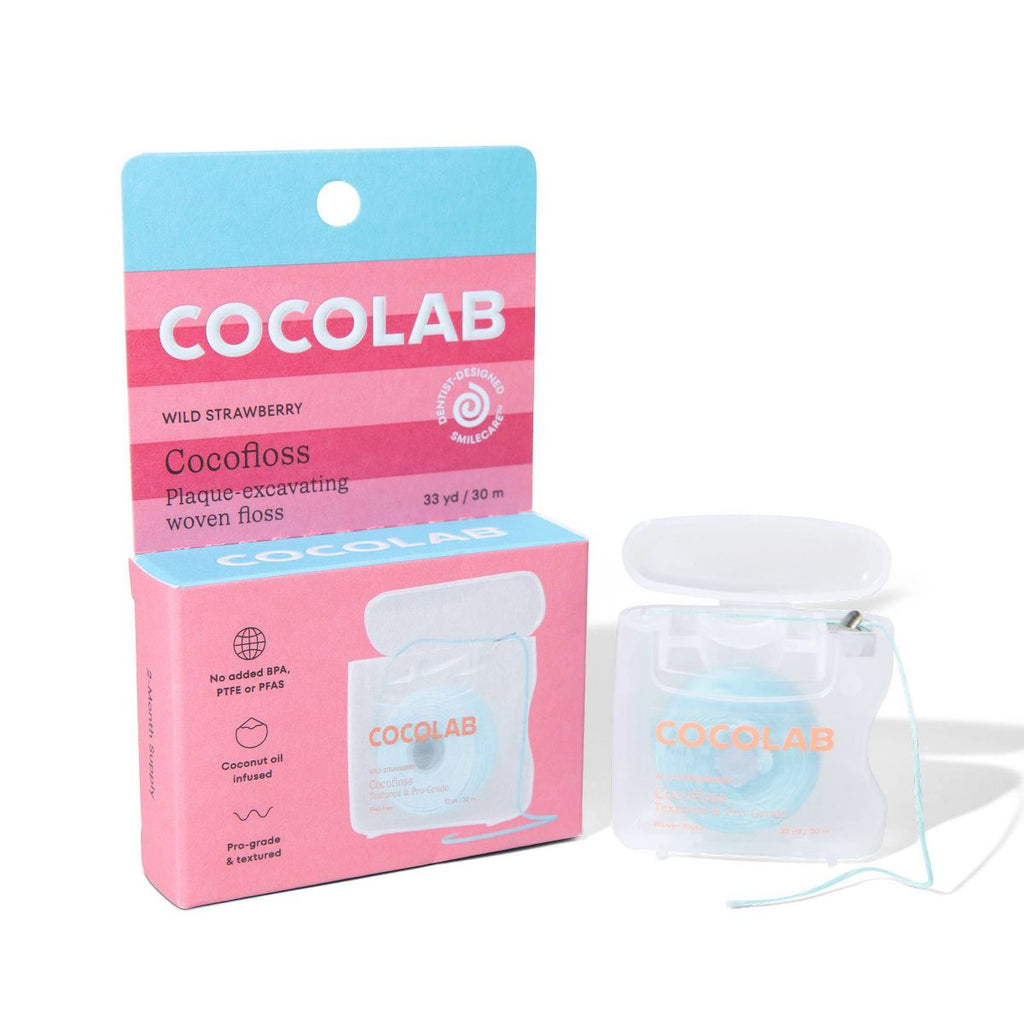 Cocolab Cocofloss Refillable Woven Expanding Dental Floss - Wild Strawberry - 33yd