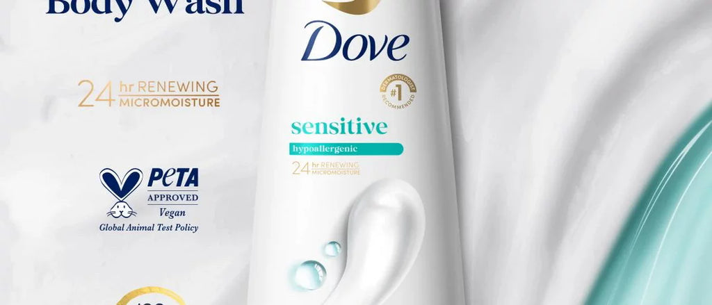 Dove Beauty Sensitive Skin Body Wash Pump Gentle Hypoallergenic Formula 24hr Lotion-Soft Skin - 30.6 fl oz
