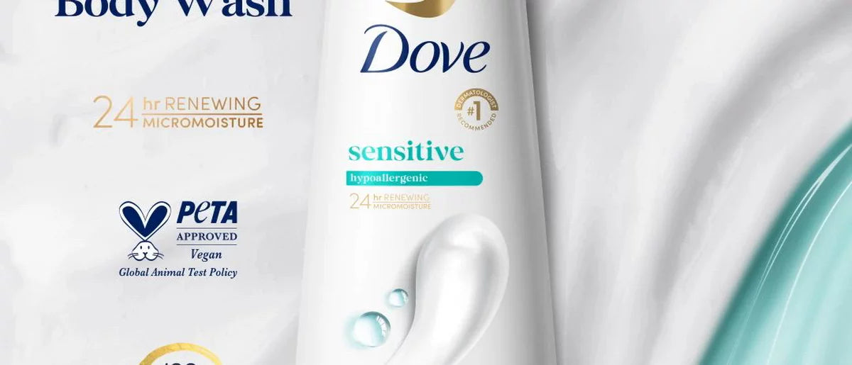 Dove Beauty Sensitive Skin Body Wash Pump Gentle Hypoallergenic Formula 24hr Lotion-Soft Skin - 30.6 fl oz