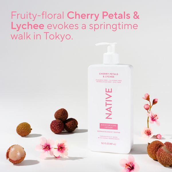 Native Body Lotion Pump - Cherry Petals + Lychee - 16.5 fl oz