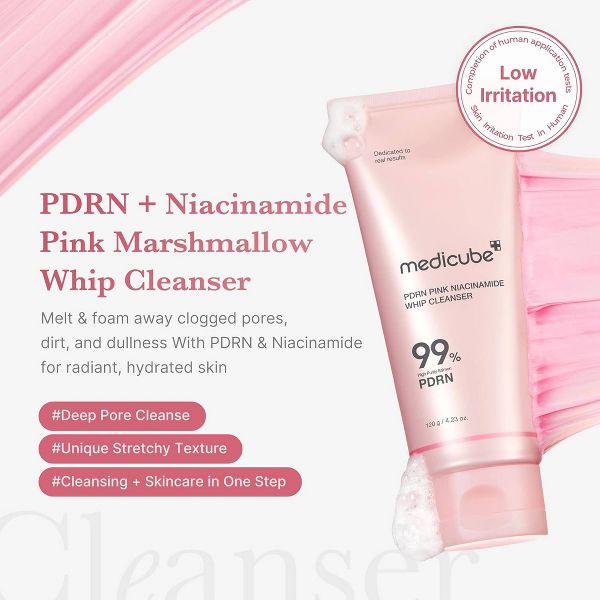 medicube PDRN Pink Niacinamide Whip Cleanser Korean Skincare - 4.23oz