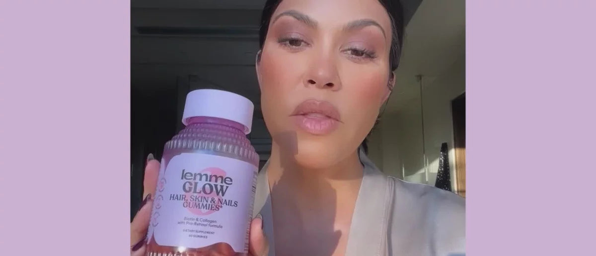 Lemme Glow Collagen Gummies - Hair, Skin & Nail Support - Biotin, Collagen, Trace Minerals & Vitamins - Peach Flavored - 60ct