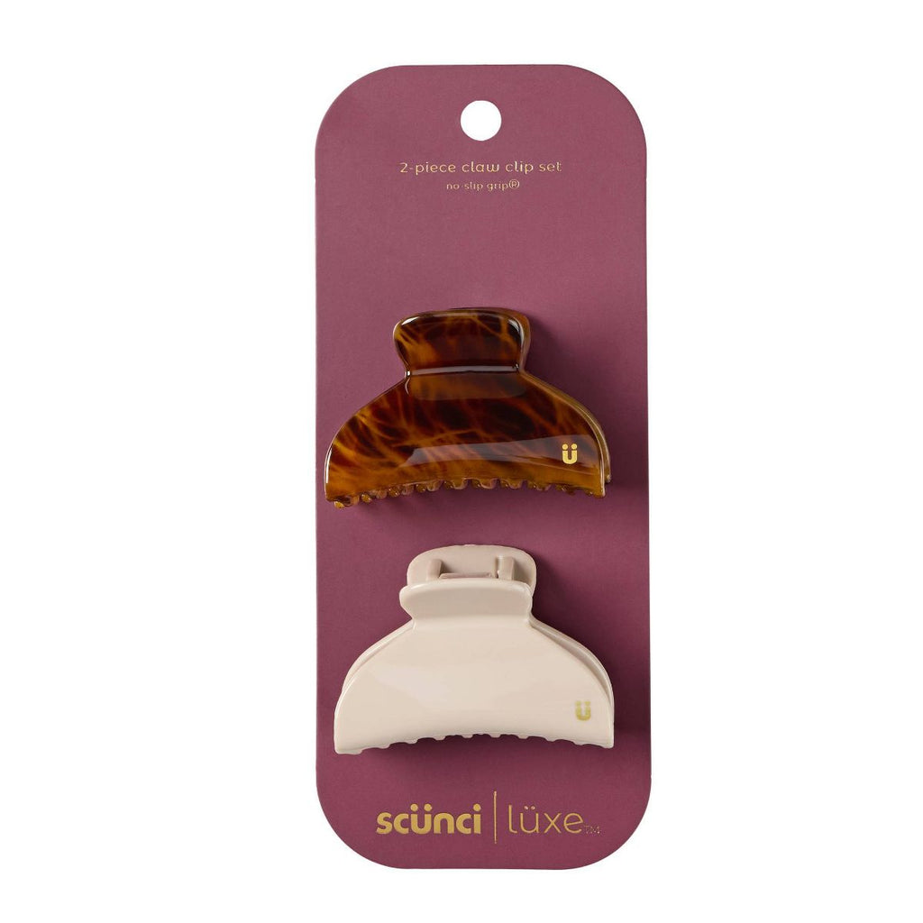 scünci | lüxe No-Slip Grip Mini Classic Claw Clips - Tort & Sand - 2pcs