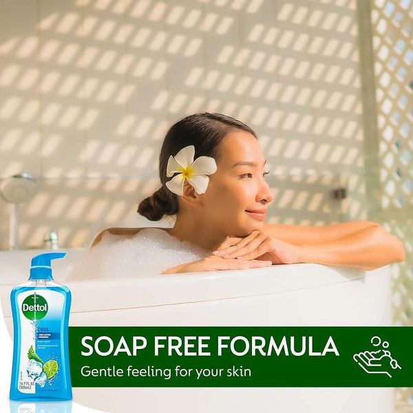 Dettol Cool Antibacterial Body Wash with Menthol Fragrance, pH Balanced Formula, 2 Pack 500g Pump Bottles