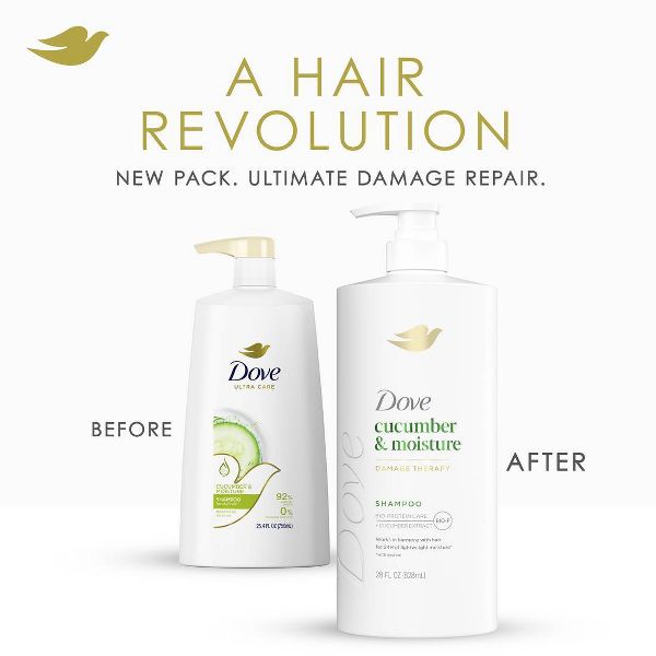 Dove Beauty Cucumber Moisture Hair Shampoo Pump with Bio-Protein Care & Cucumber Extract - 28 fl oz
