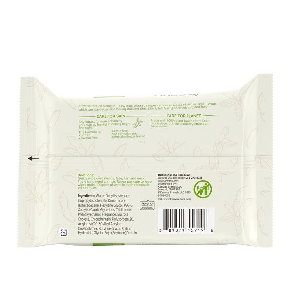 Aveeno Positively Radiant Oil-Free Makeup Removal Facial Wipes for All Skin Types - 25 ct