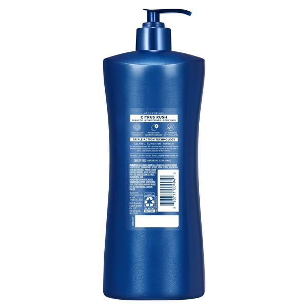 Suave Men 3-in-1 Pump Shampoo + Conditioner + Body Wash - Citrus Rush - 28 fl oz