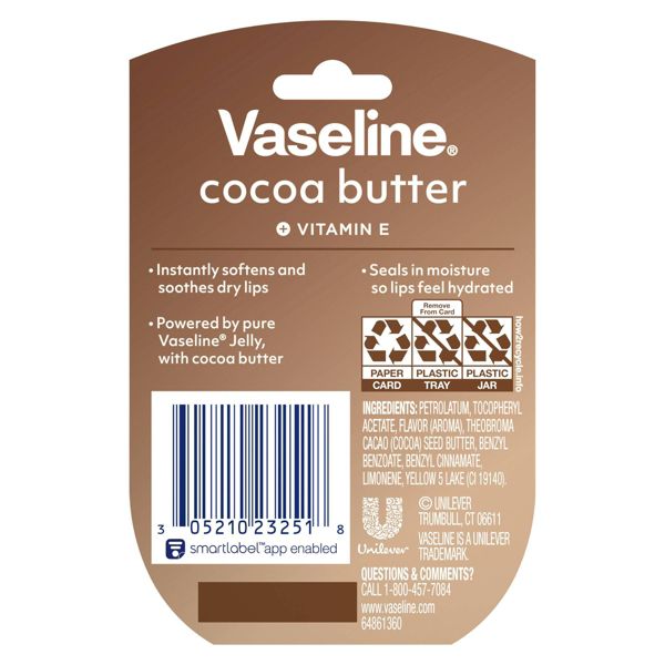 Vaseline Lip Therapy Mini Lip Balm - Cocoa Butter - Travel Size - 0.25oz