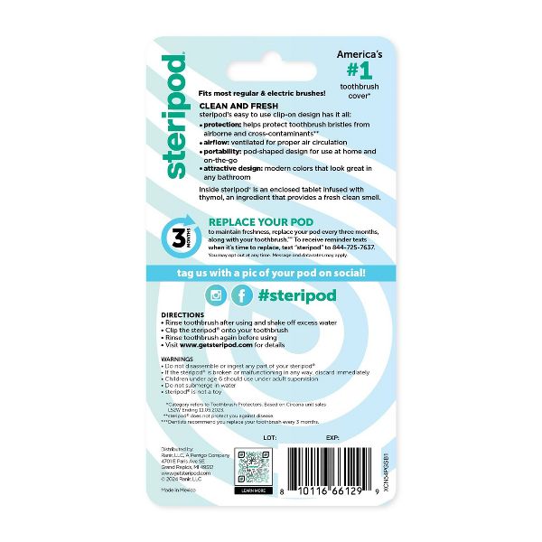 Steripod Toothbrush Protec Cover - Trial Size - 2ct