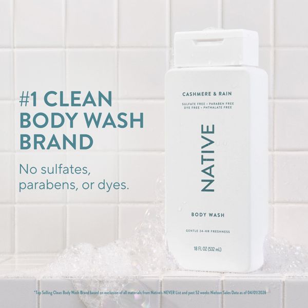 Native Body Wash for Men - Cashmere & Rain - Sulfate Free - 18 fl oz