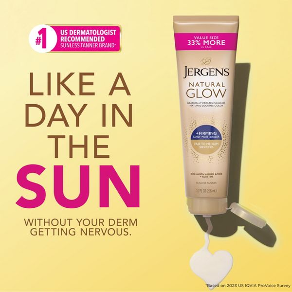 Jergens Natural Glow Self Tanner Skin Firming Gradual Tanning Lotion - Fair to Medium - 10 fl oz