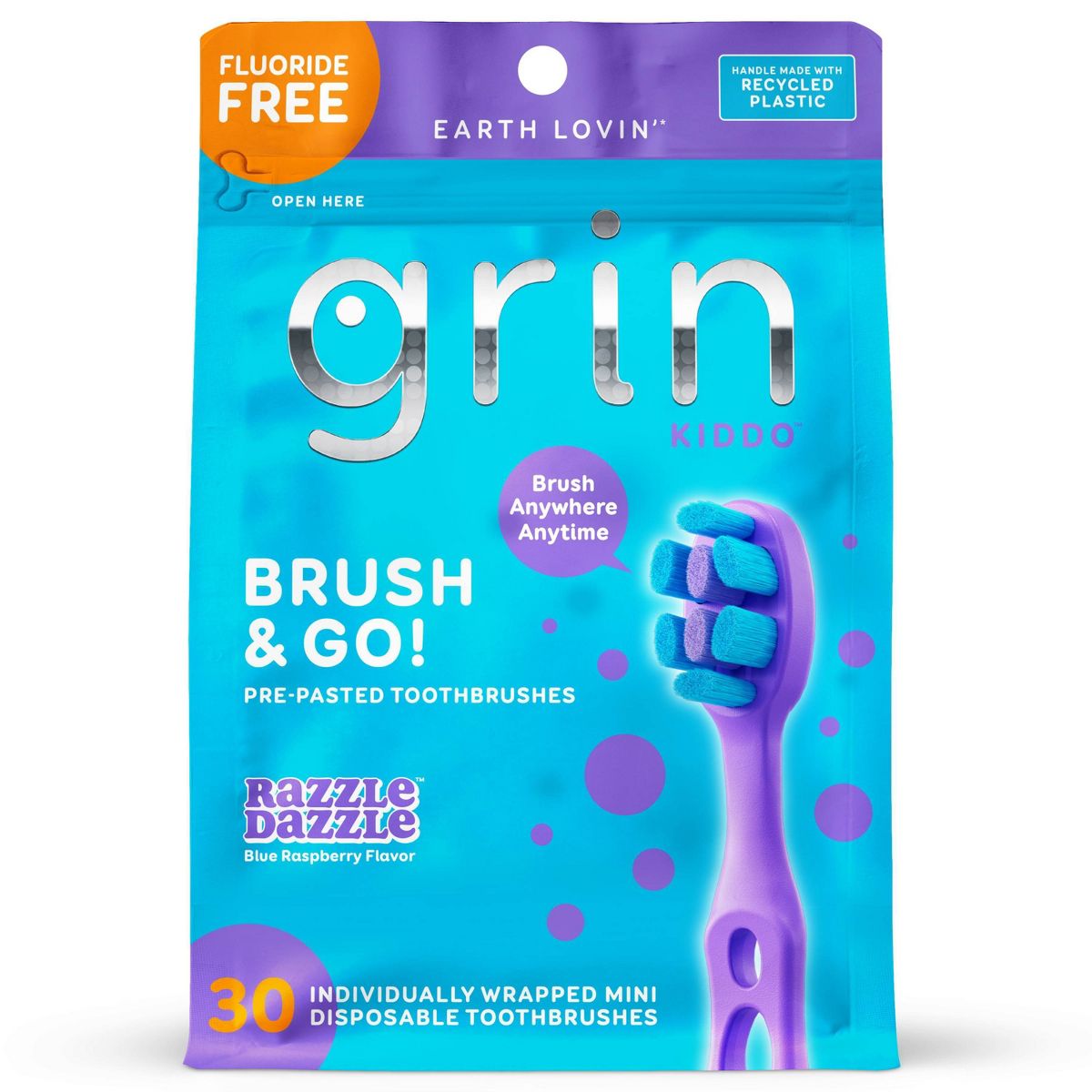 Grin Oral Care Brush & Go - Razzle Dazzle - 30ct