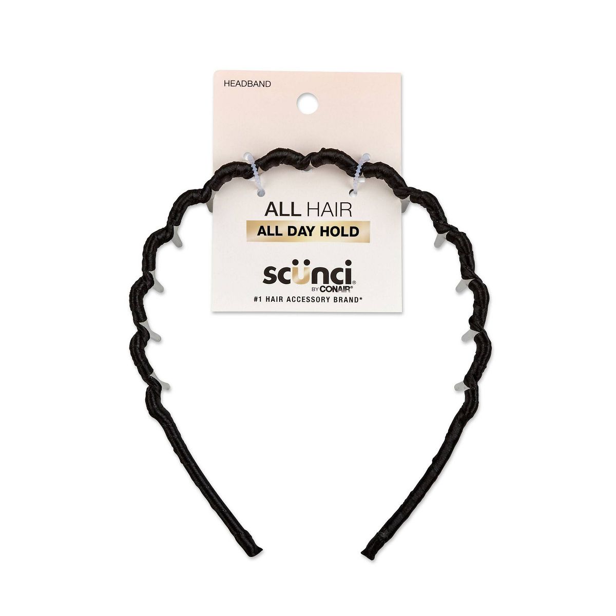 scünci Fabric Covered Zig Zag Headband - Black - All Hair