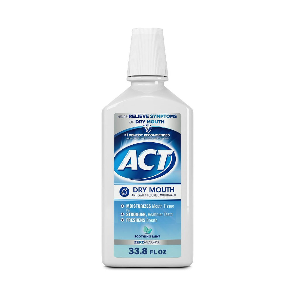 ACT Dry Mouth Anticavity Fluoride Mouthwash, Soothing Mint, 33.8 Oz