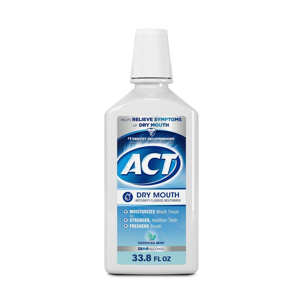 ACT Dry Mouth Anticavity Fluoride Mouthwash, Soothing Mint, 33.8 Oz