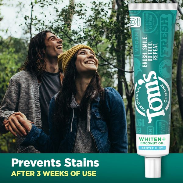 Tom’s of Maine Whiten Plus Coconut Oil Fluoride Free Toothpaste - Gentle Mint - 4.0oz