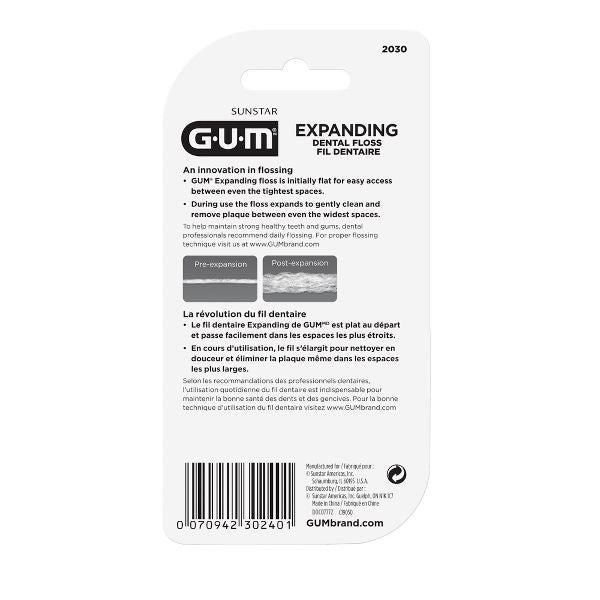 GUM Expanding Waxed Woven Dental Floss - Unflavored - 6ct
