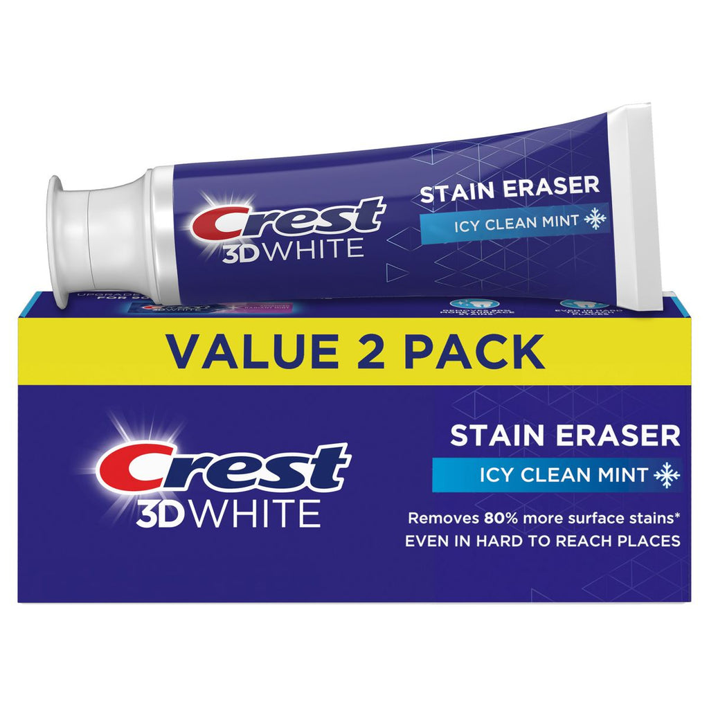 Crest 3D White Stain Eraser Fluoride Toothpaste - Icy Clean Mint - 3.8oz/2pk