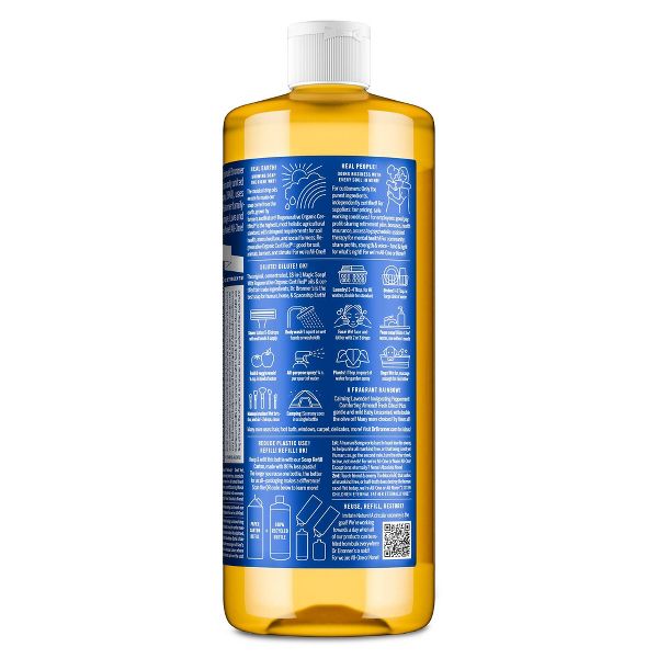Dr. Bronner's Magic Pure Castile Liquid Soap Bodywash - Peppermint - 32 fl oz