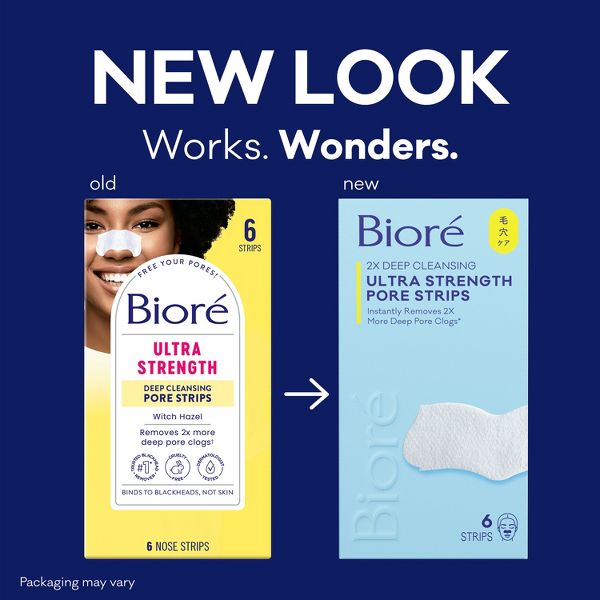 Biore Witch Hazel Ultra Deep Cleansing Blackhead Remover Nose Pore Strips - 6ct