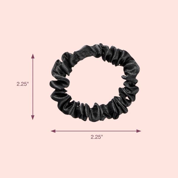 scünci | lüxe Mini Satin Ruched Scrunchies with Storage Bag - 6pcs: For All Hair Types, Includes Elastic